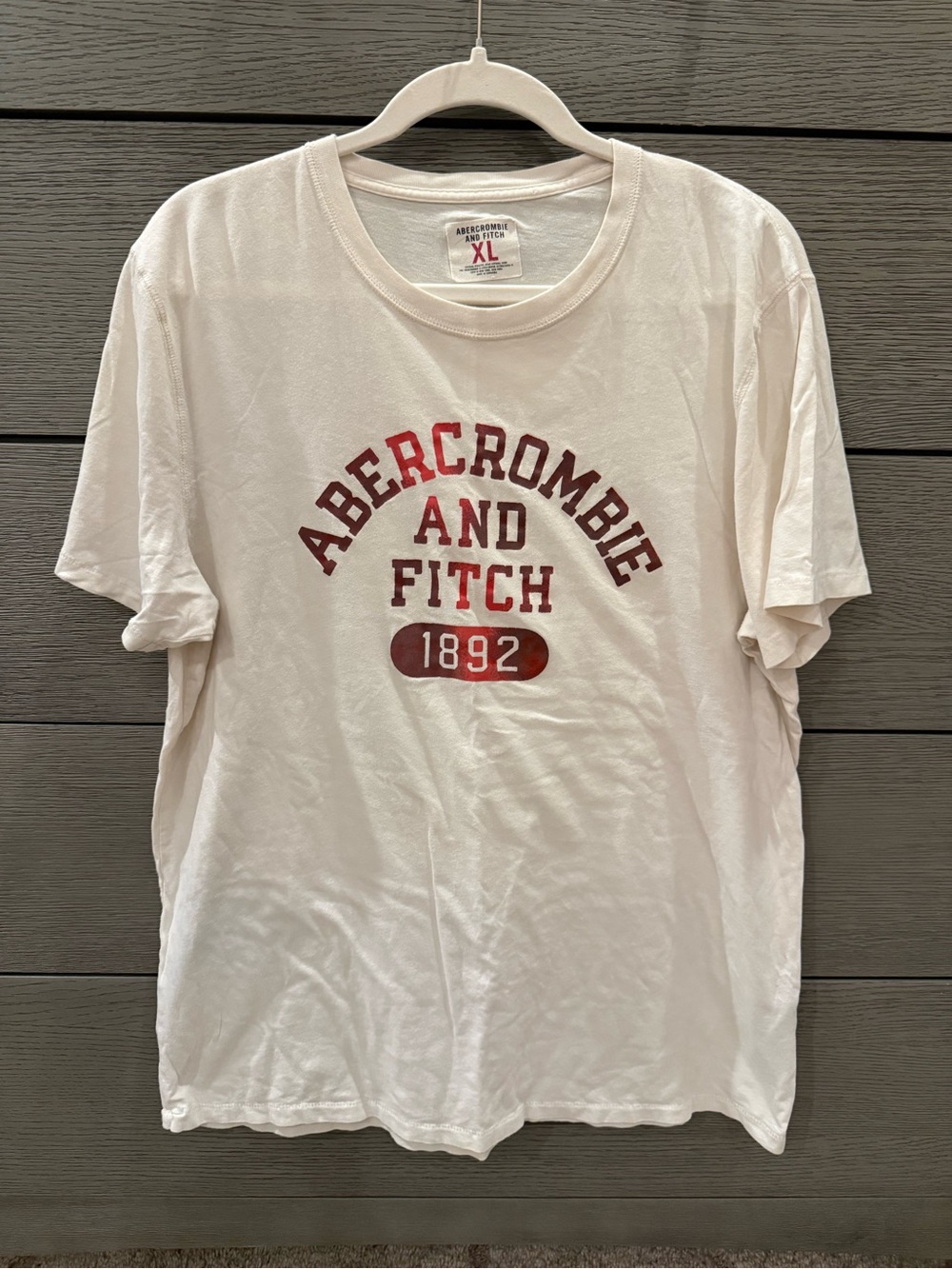 Abercrombie & Fitch Cream Tee with Red Logo